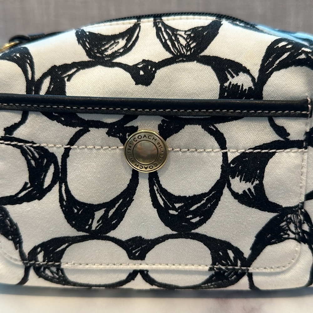 COACH—Vintage Y2K Black & White Signature Monogram Logo Mini Bag- canvas - Picture 8 of 12